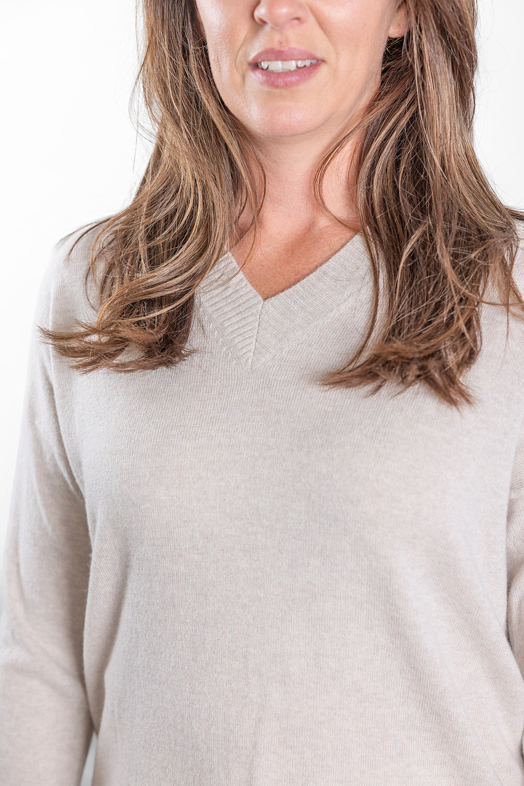 Oatmeal V Neck Jumper