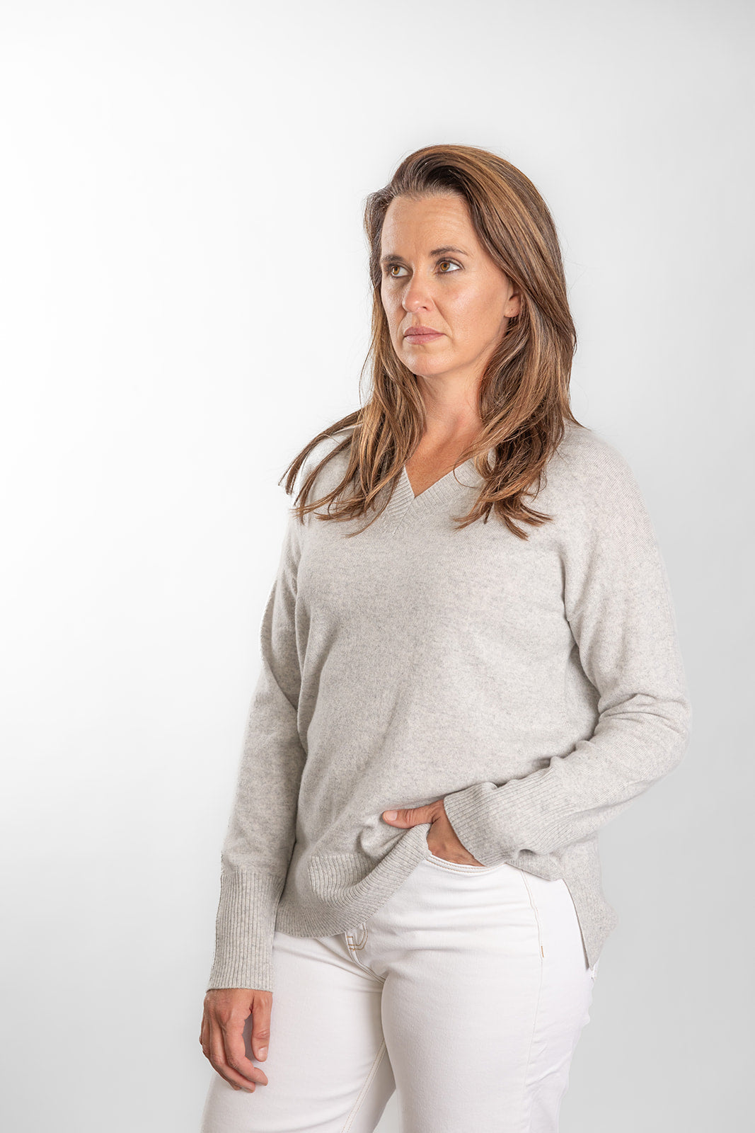 Grey V Neck Jumper