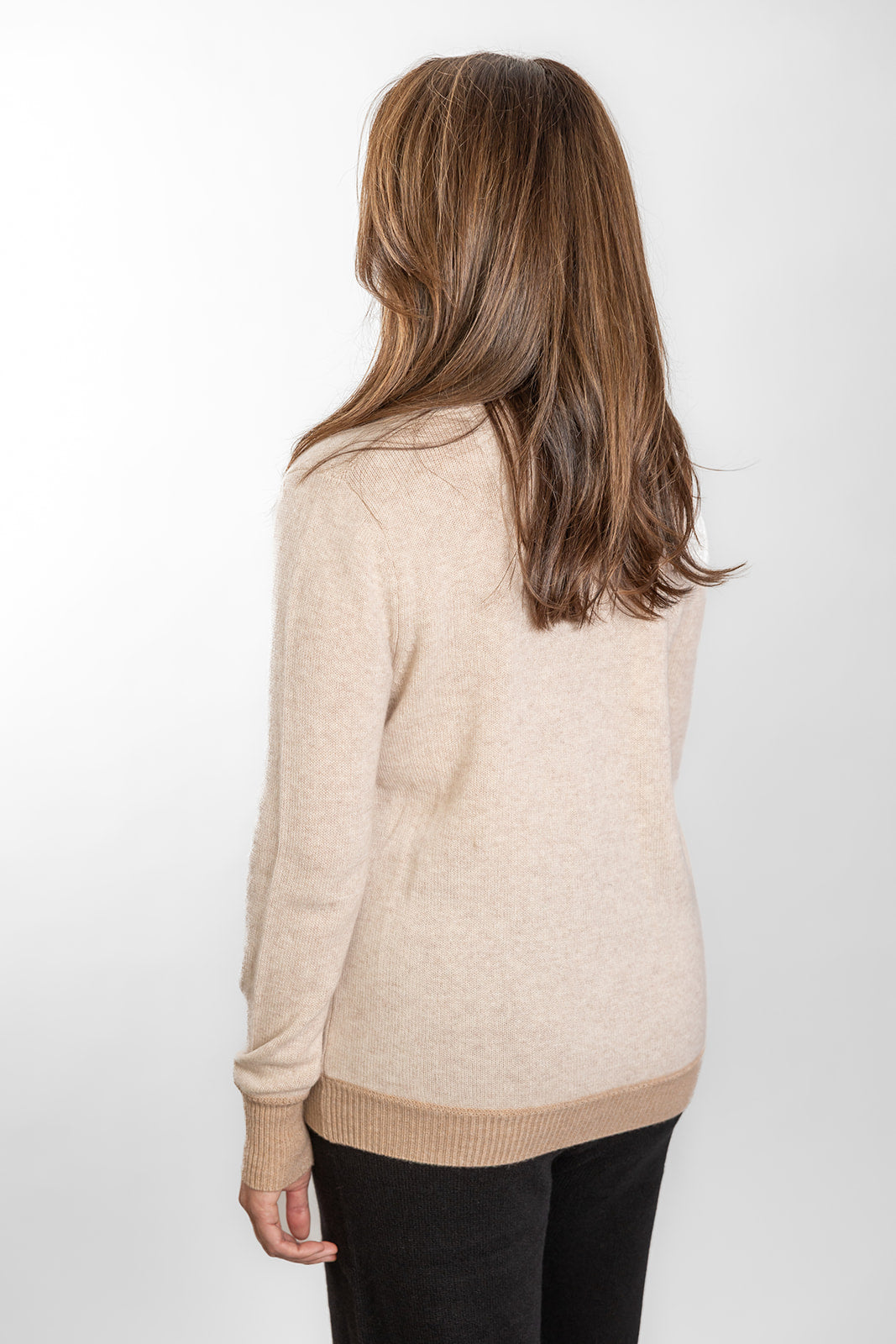 Oatmeal Ribbed V-Neck Jumper