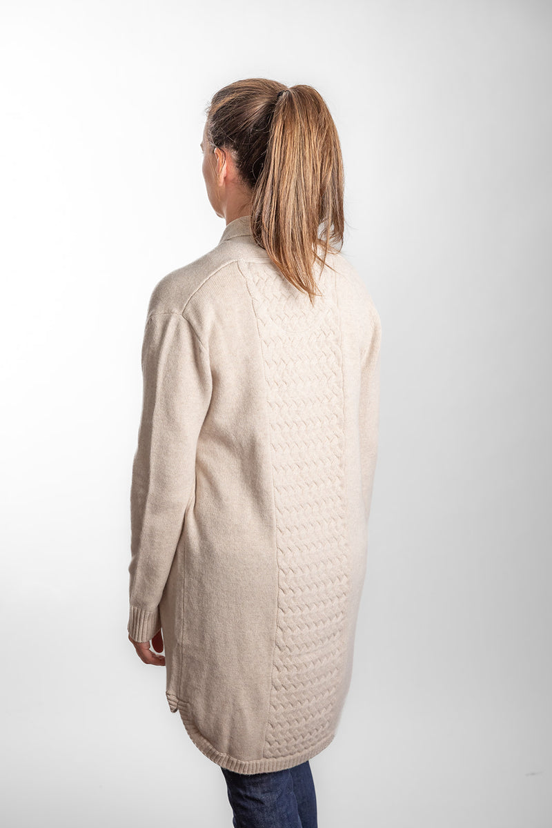 Oatmeal Long Cable Cardigan – Bow and Arrow - Main Image