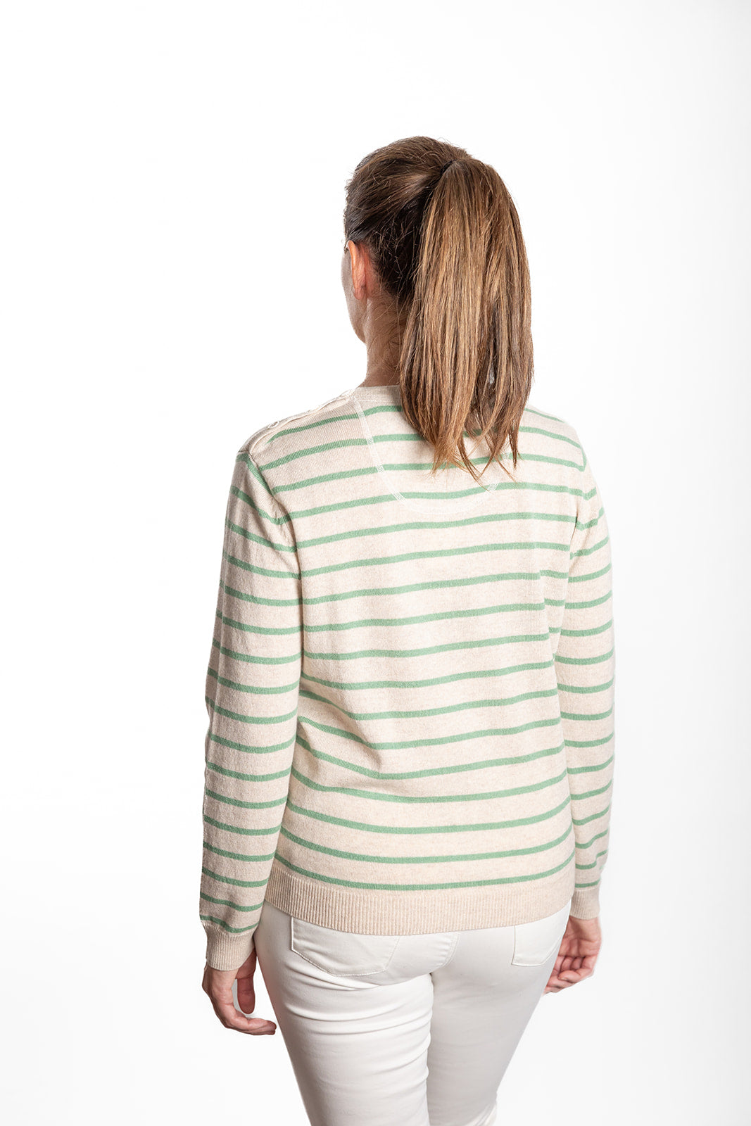 Oatmeal and Mint Green Breton Crew