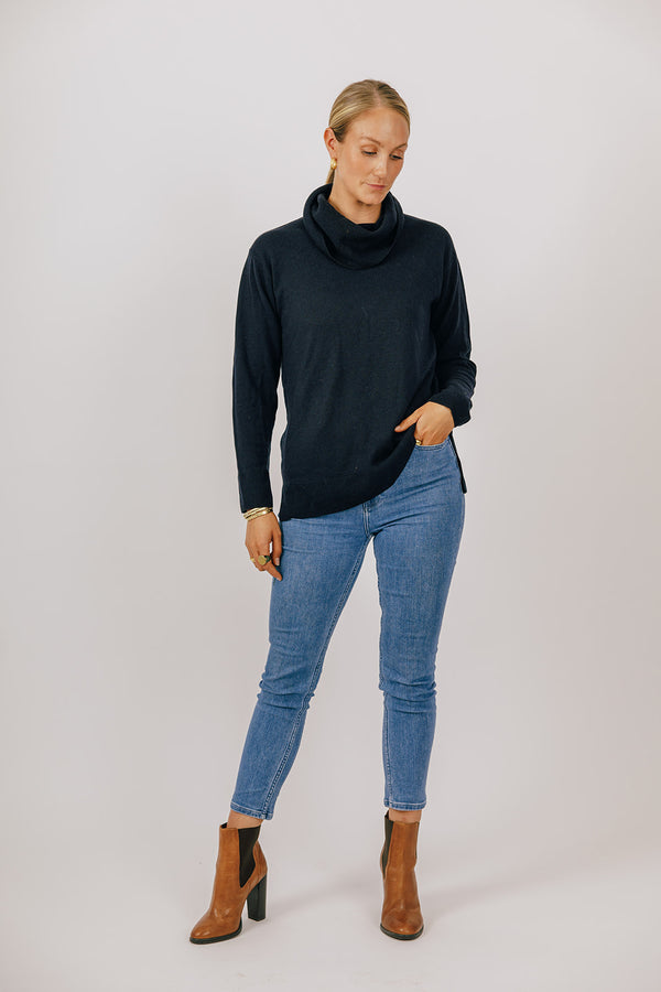 Navy Cowl Jumper