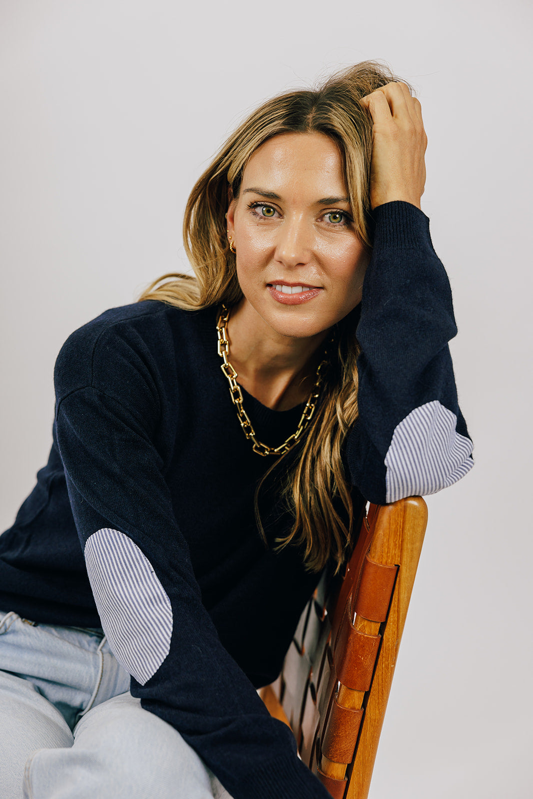 Navy Swing w Blue / White  Stripe Patch