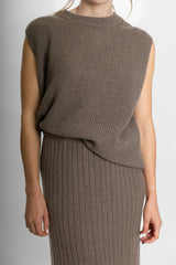 Brown Ribbed Vest