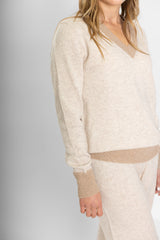Oatmeal Ribbed V-Neck Jumper