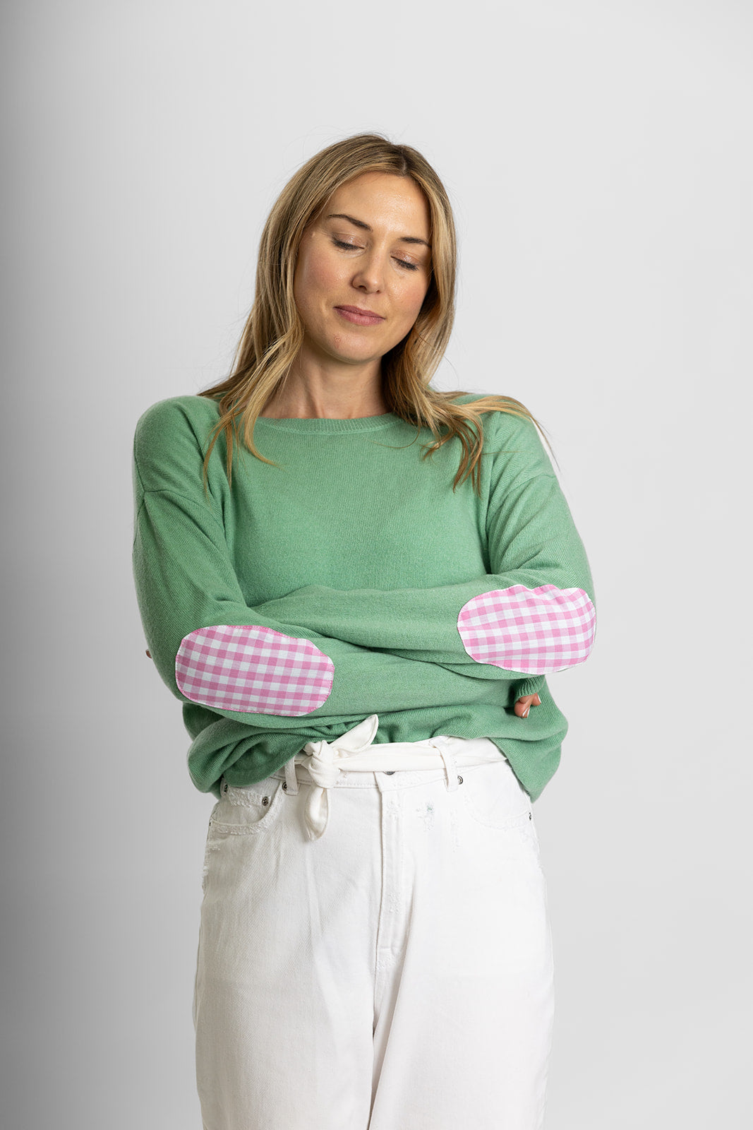 Mint Green Swing with Pink Gingham Patches