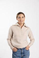 Oatmeal Zip Collar Jumper