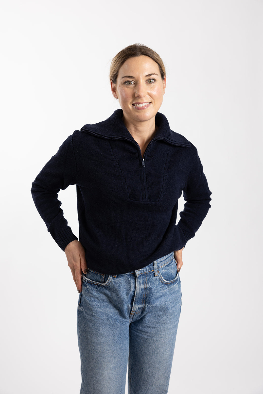 Navy Zip Collar Jumper