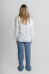 Cotton Cashmere White and Baby Blue Stripe Swing
