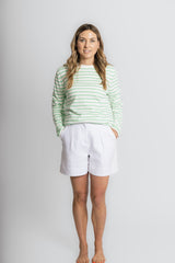 Cotton Cashmere White and Mint Stripe Swing