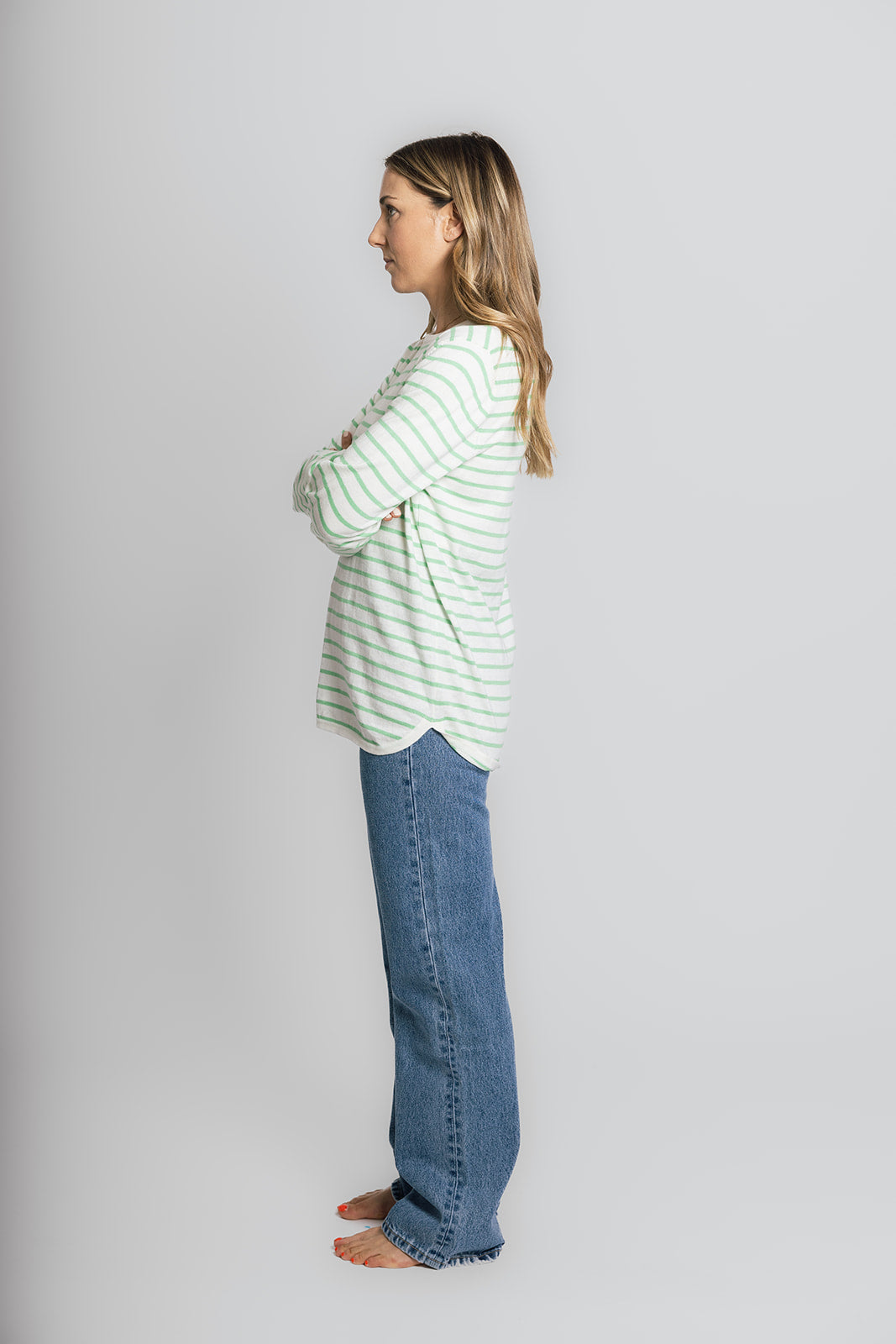 White and Mint Stripe Swing