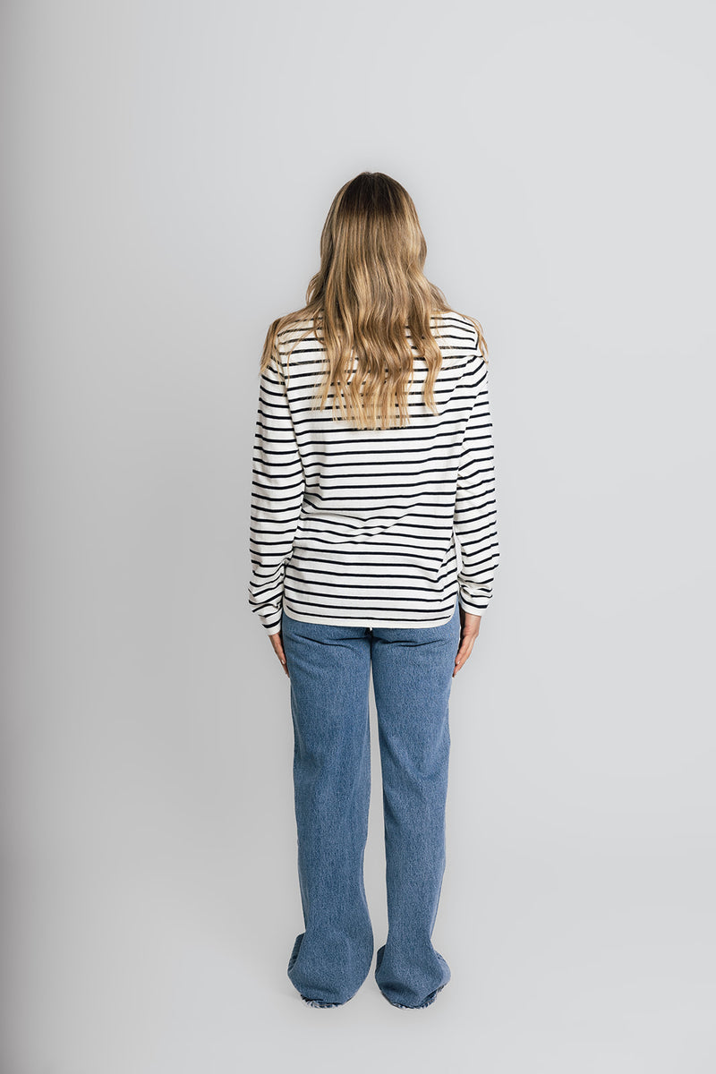 Cotton Cashmere White and Navy Stripe Swing