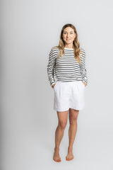 Cotton Cashmere White and Navy Stripe Swing