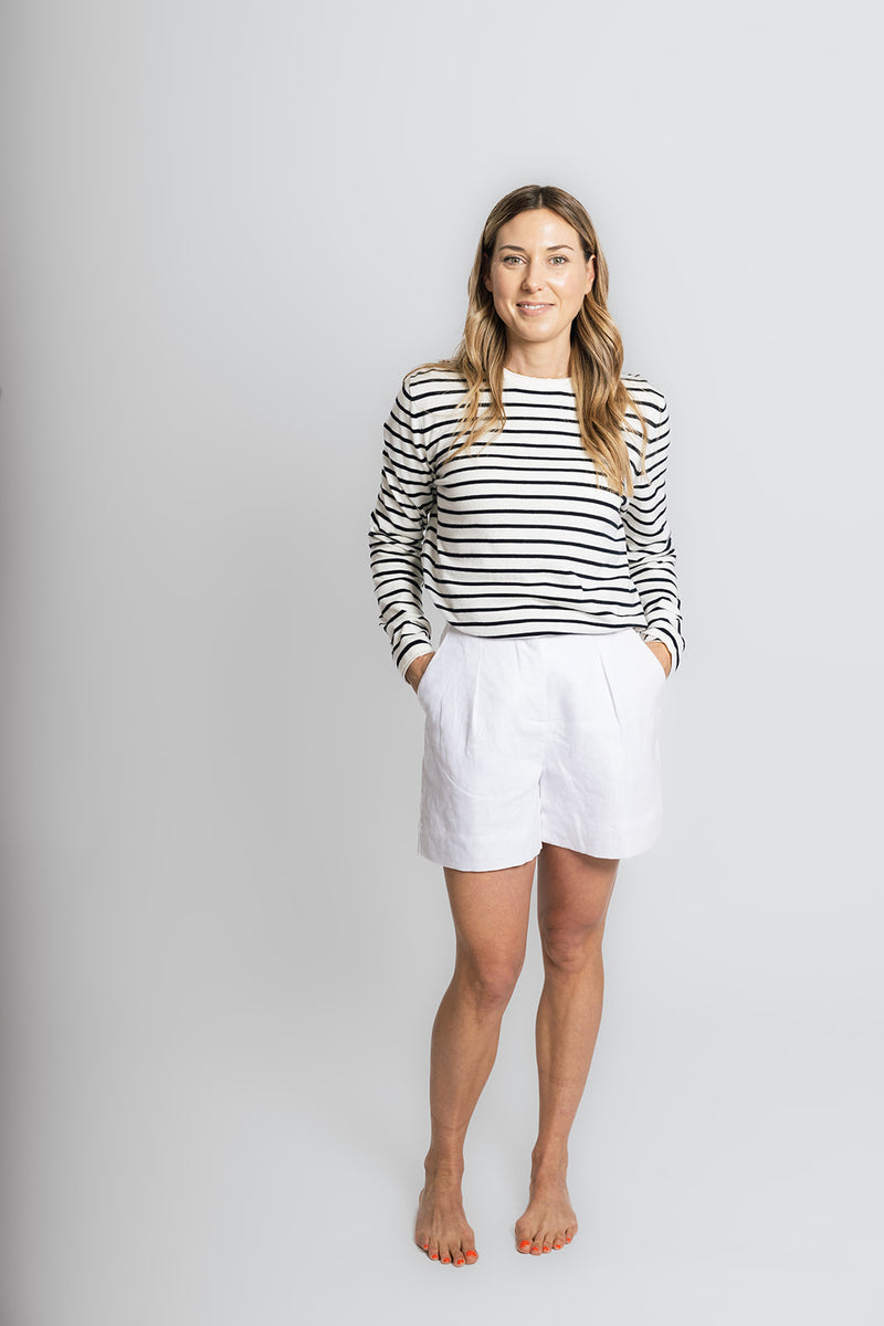 Cotton Cashmere White and Navy Stripe Swing