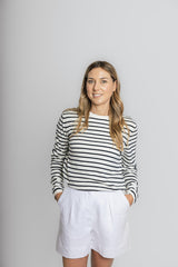 Cotton Cashmere White and Navy Stripe Swing