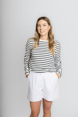 Cotton Cashmere White and Navy Stripe Swing
