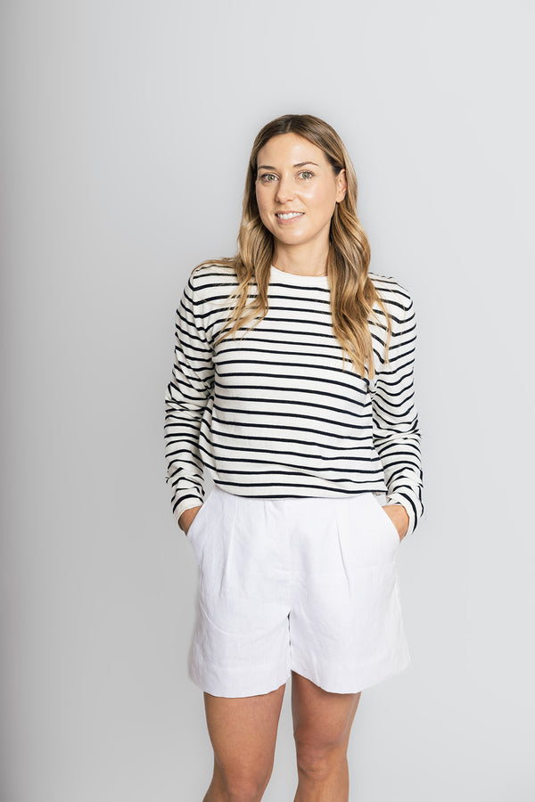 Cotton Cashmere White and Navy Stripe Swing