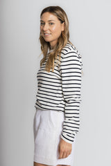 Cotton Cashmere White and Navy Stripe Swing