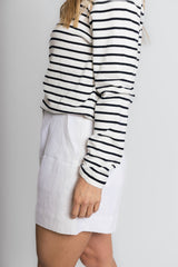 Cotton Cashmere White and Navy Stripe Swing