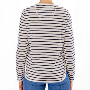 Cotton Cashmere White and Navy Stripe Swing