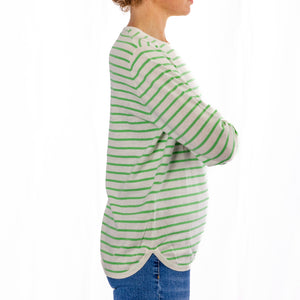 Cotton Cashmere White and Mint Stripe Swing