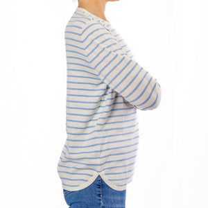 Cotton Cashmere White and Baby Blue Stripe Swing