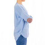 Load image into Gallery viewer, Cotton Cashmere Baby Blue Swing with Eloise Patch
