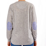 Load image into Gallery viewer, Grey Swing Jumper with Blue and White Stripe Patches
