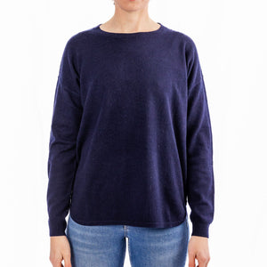 Navy Swing Jumper with Blue and White Stripe Patches