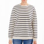 Load image into Gallery viewer, Cotton Cashmere White and Navy Stripe Swing
