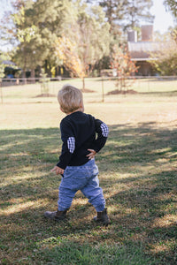 Navy Freddie with Navy Gingham Patches