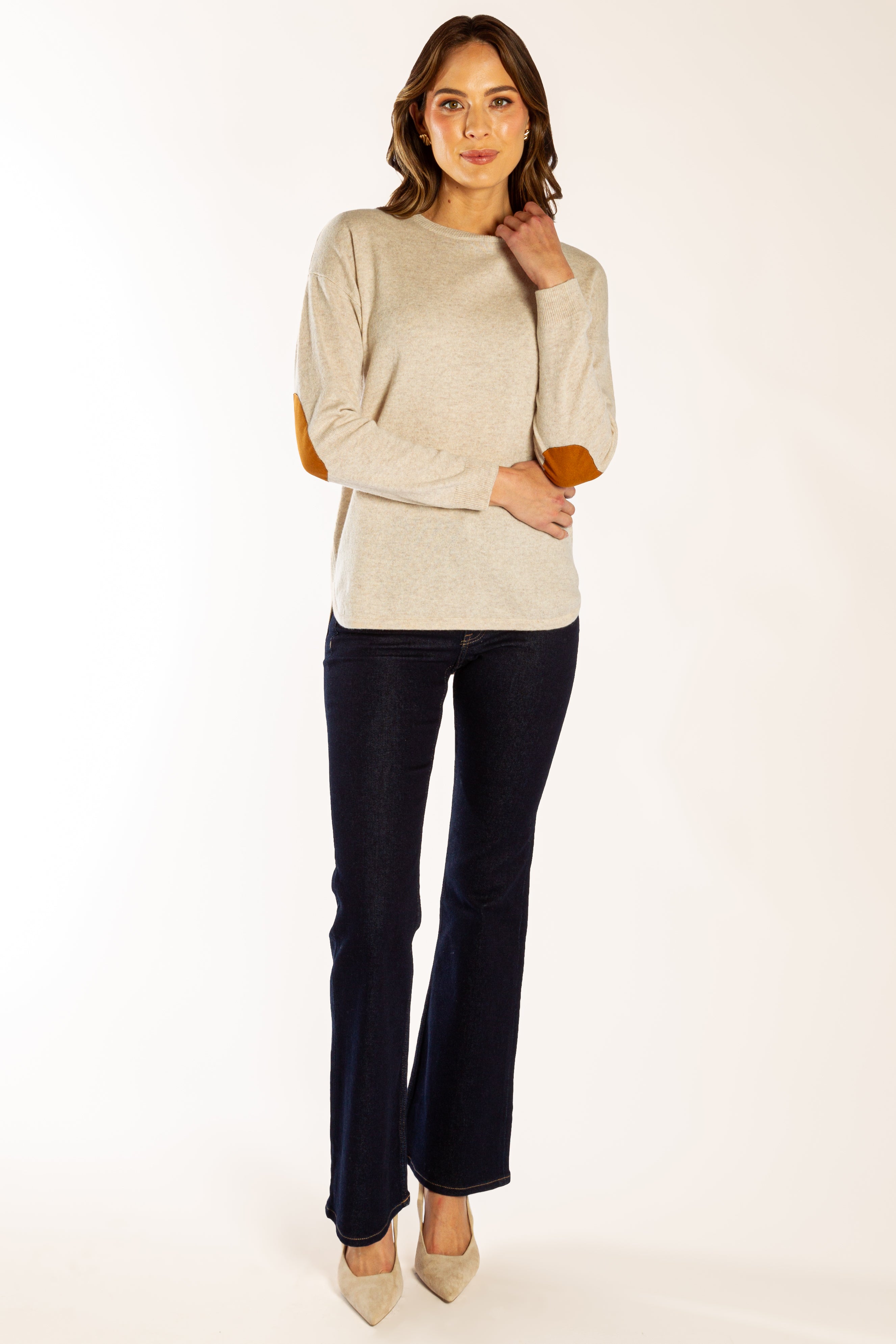 Oatmeal Swing w Tan Suede Elbow Patches