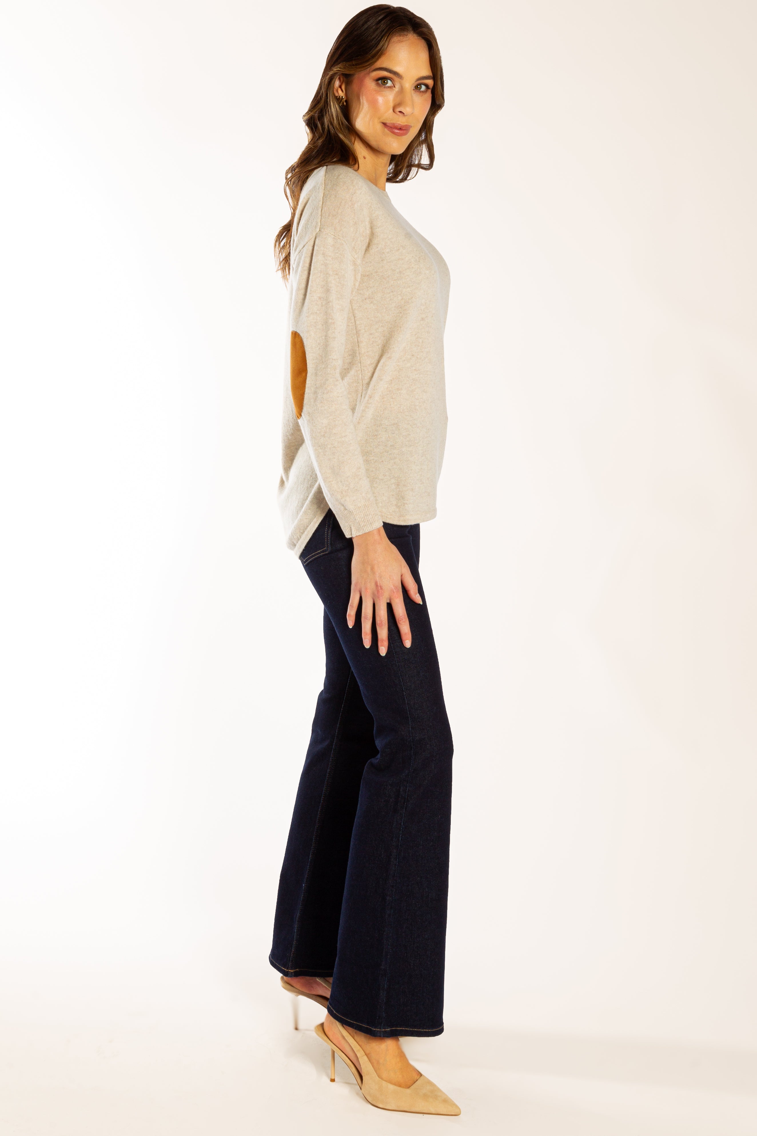 Oatmeal Swing w Tan Suede Elbow Patches