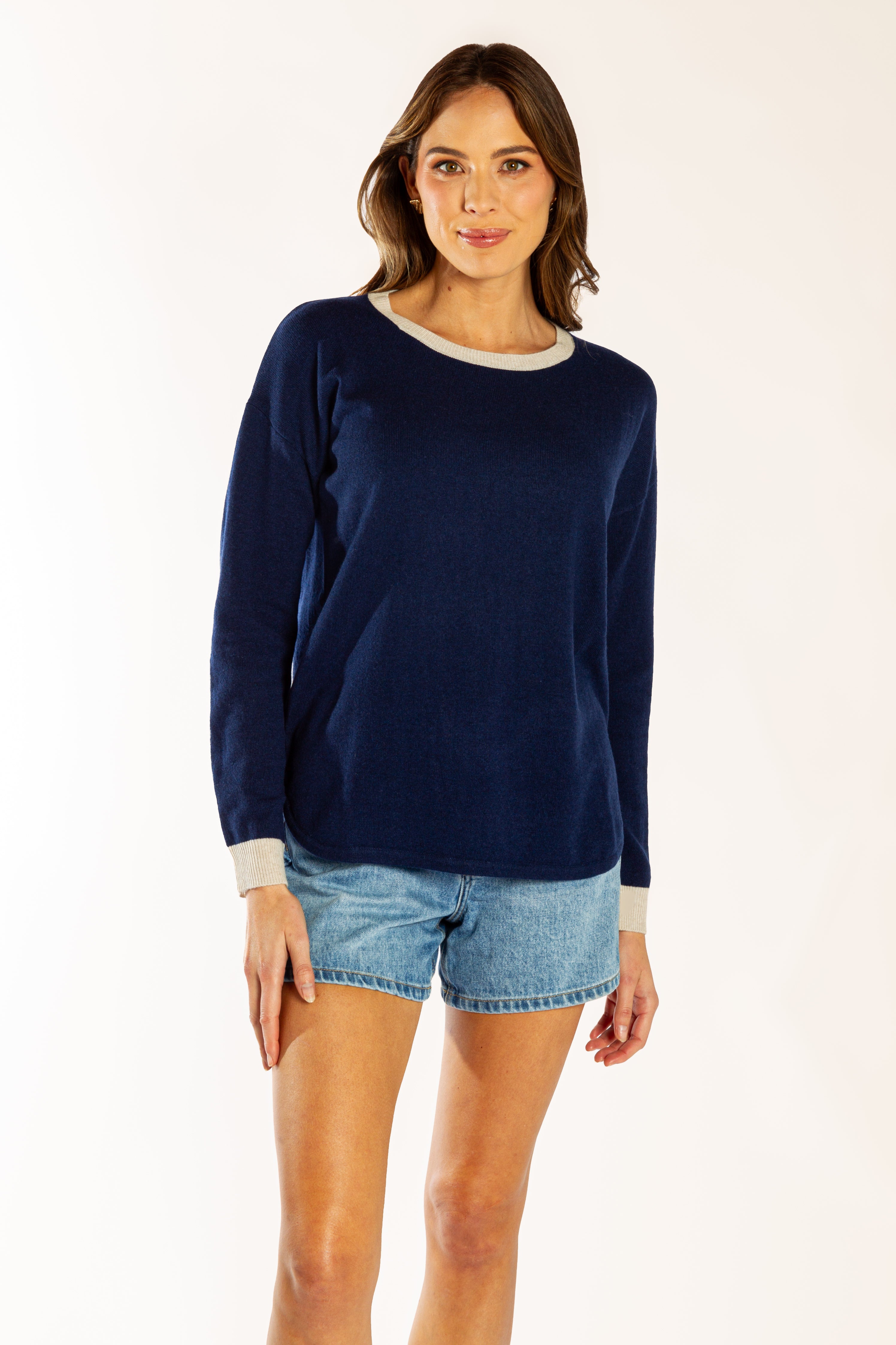 Ink Blue w Oatmeal Contrast Swing