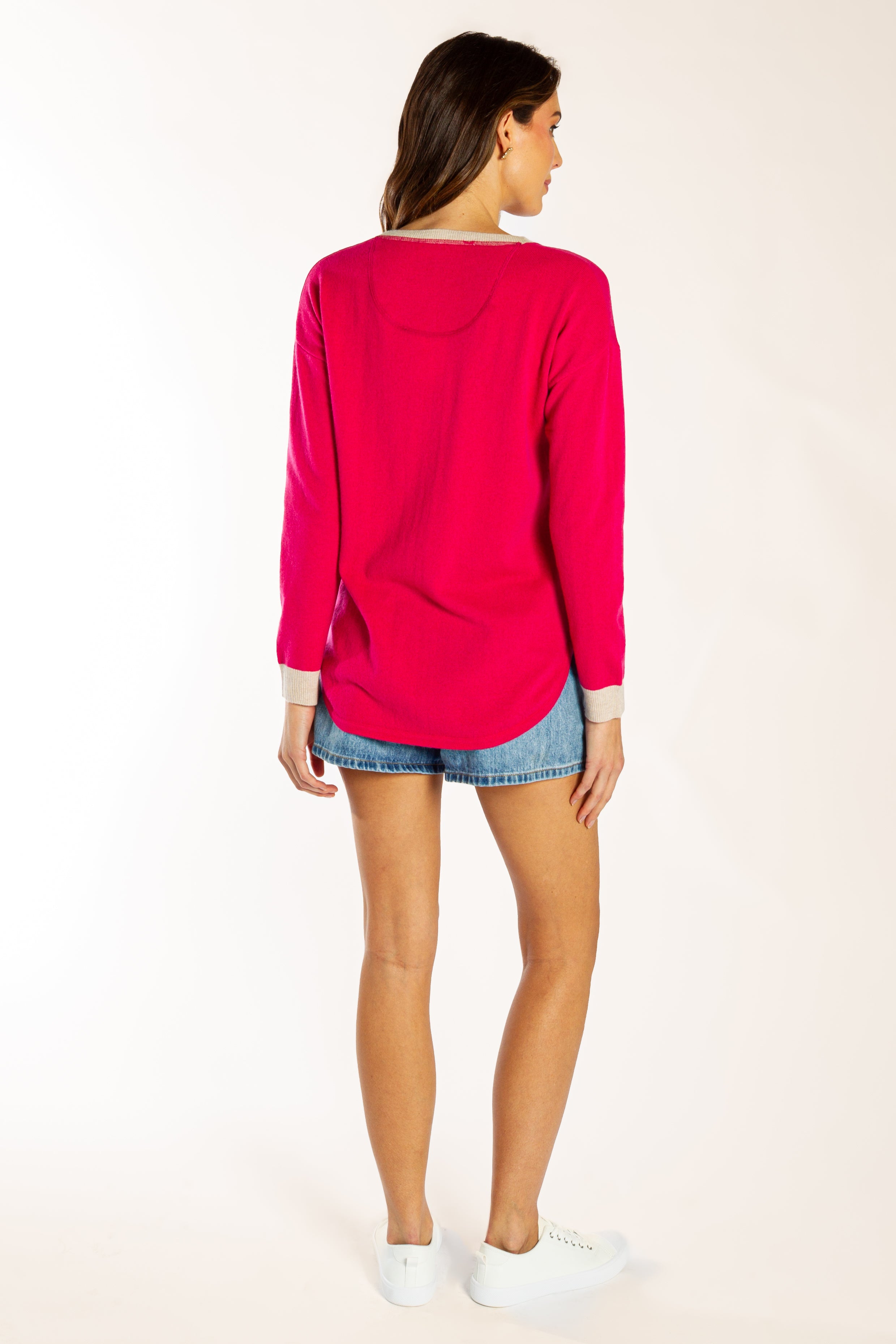 Hot Pink w Oatmeal Contrast Swing