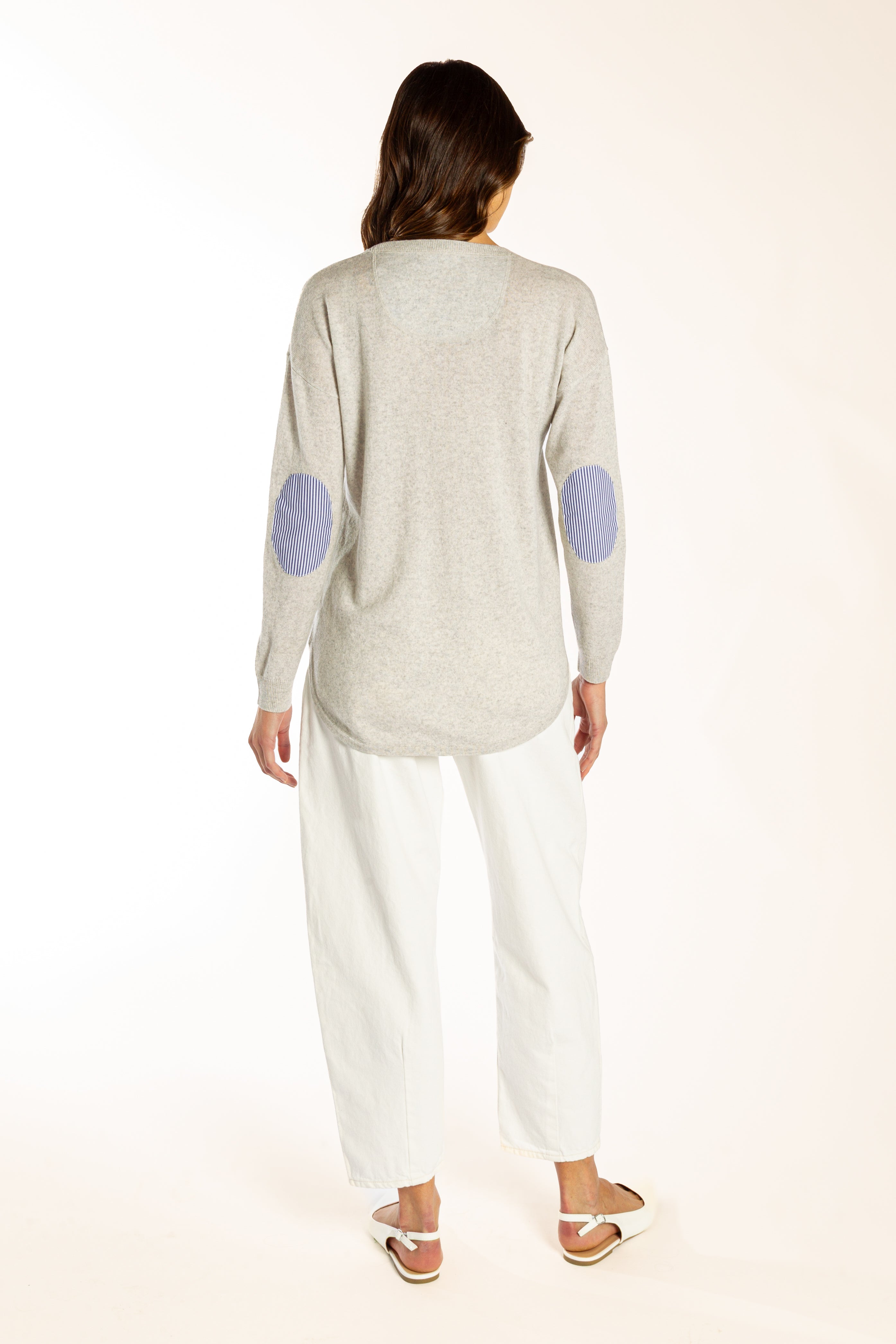 Grey Swing w Blue & White Stripe Elbow Patches