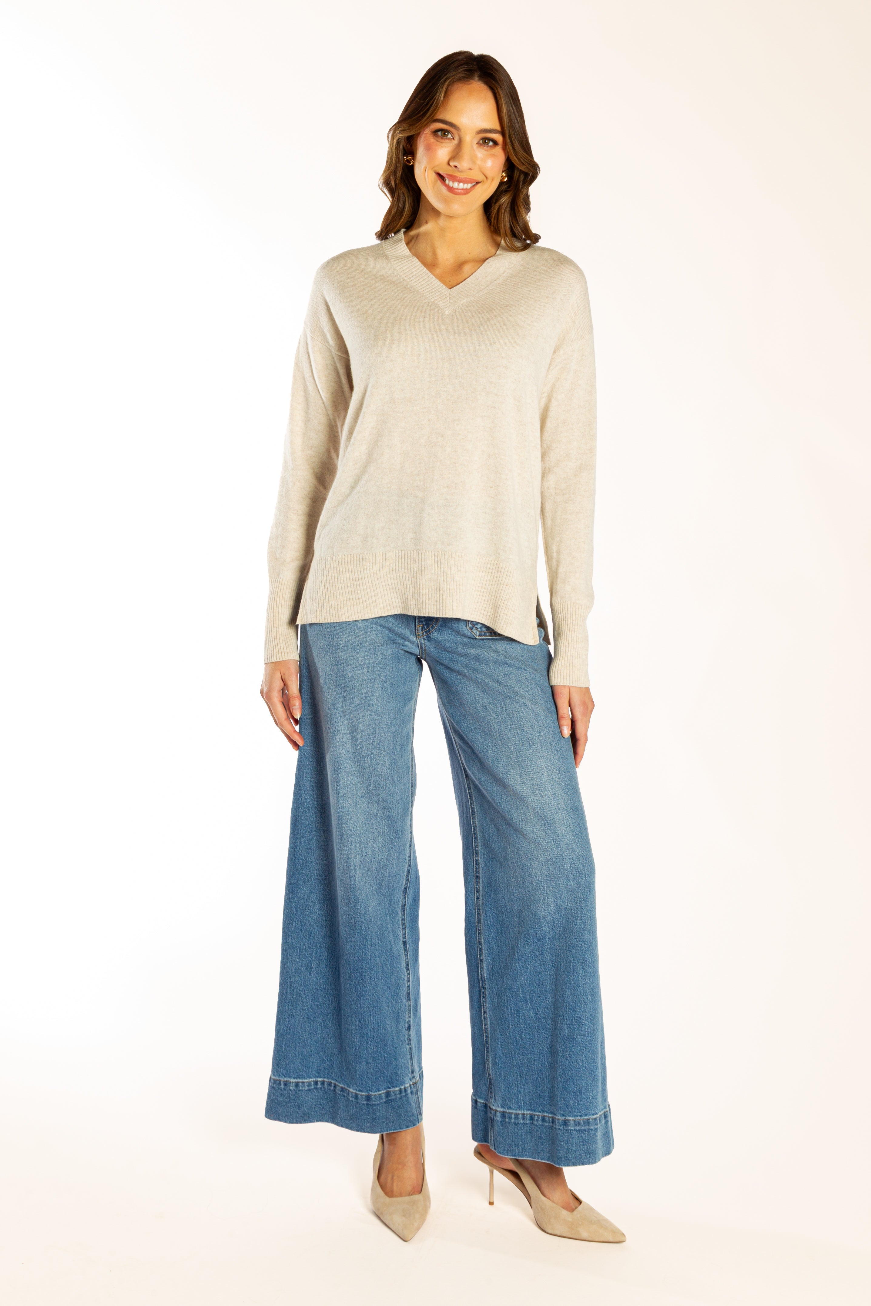 Oatmeal Classic V Neck