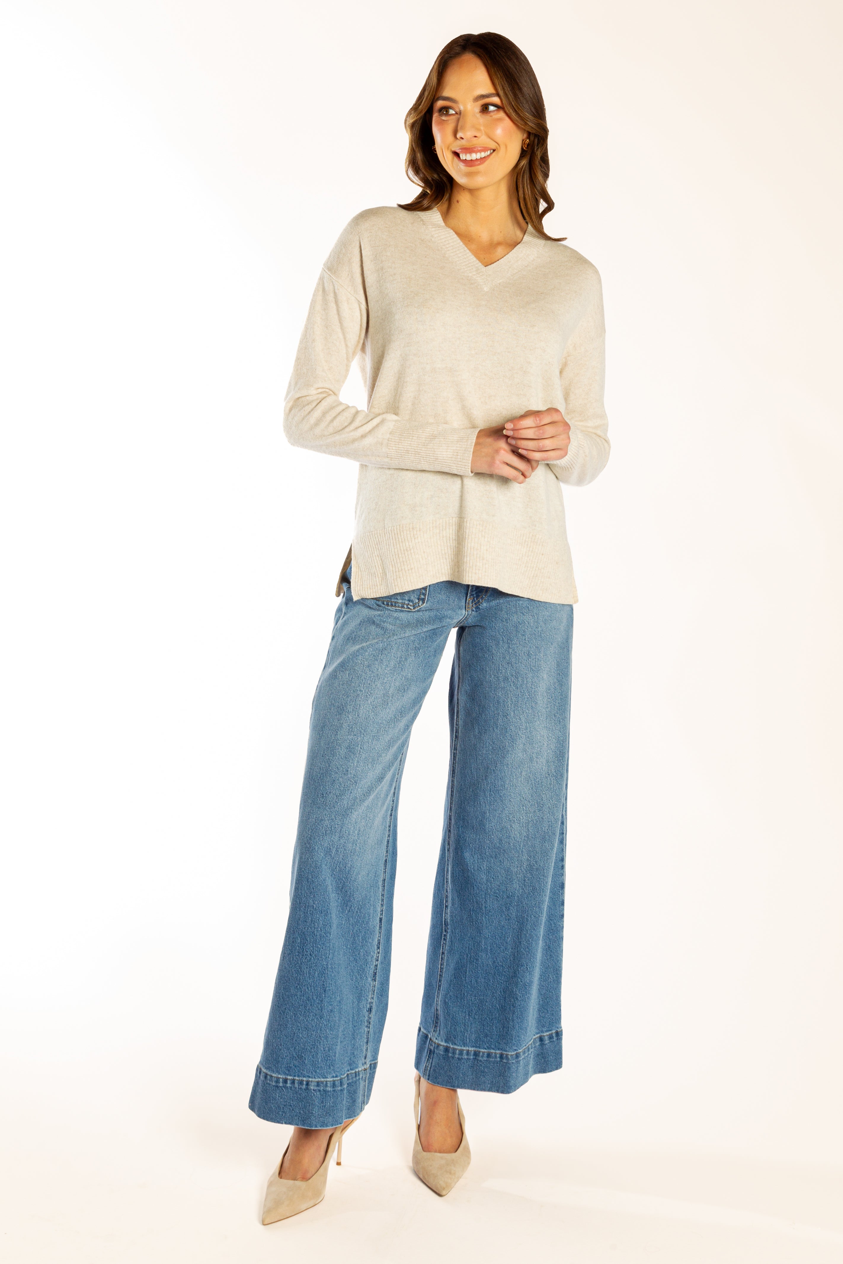 Oatmeal Classic V Neck