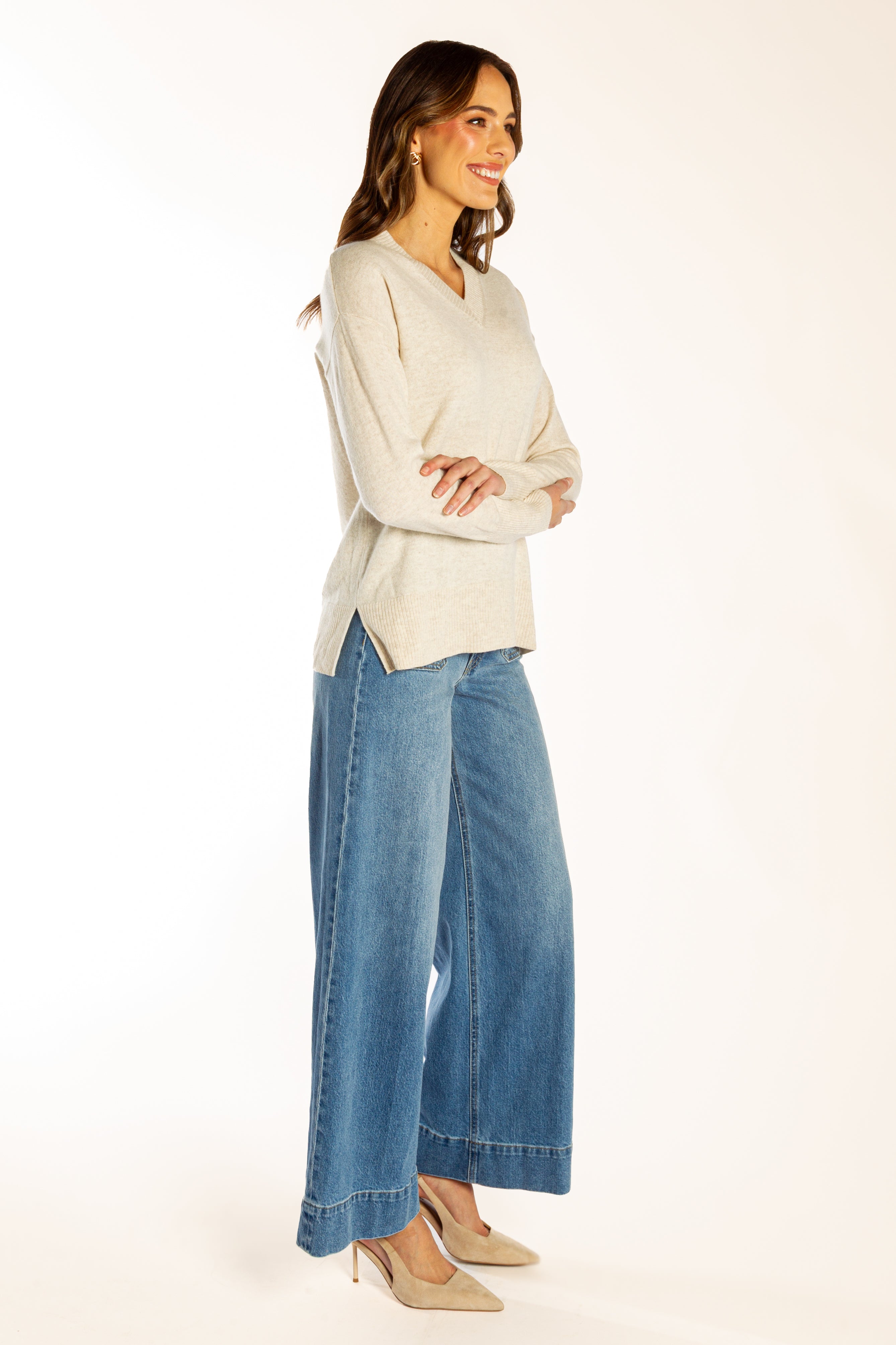 Oatmeal Classic V Neck