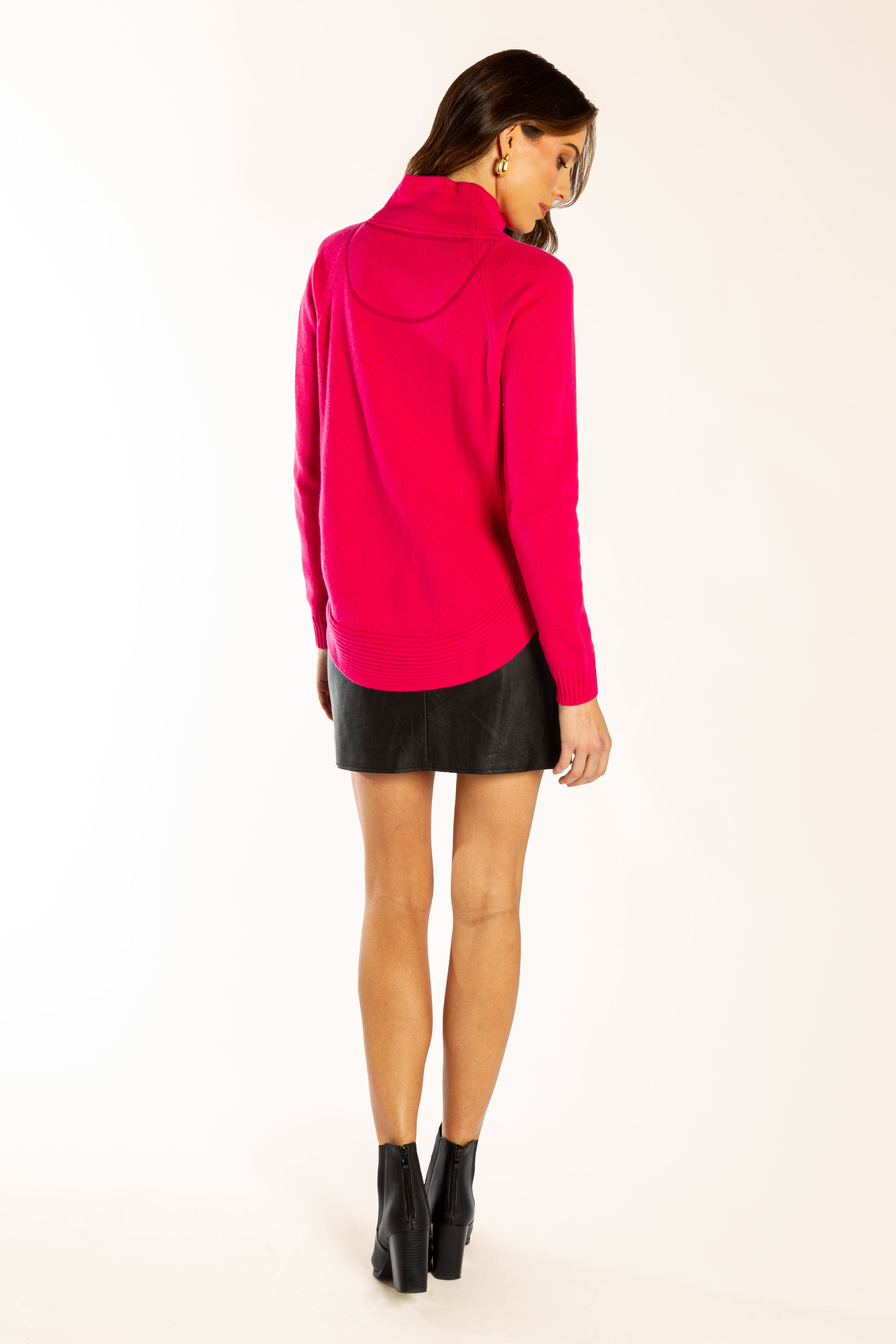 Hot Pink Funnel Neck