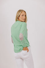 Load image into Gallery viewer, Cotton Cashmere Mint Swing with Eloise Patch
