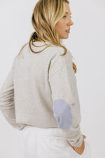 Load image into Gallery viewer, Grey Swing Jumper with Blue and White Stripe Patches
