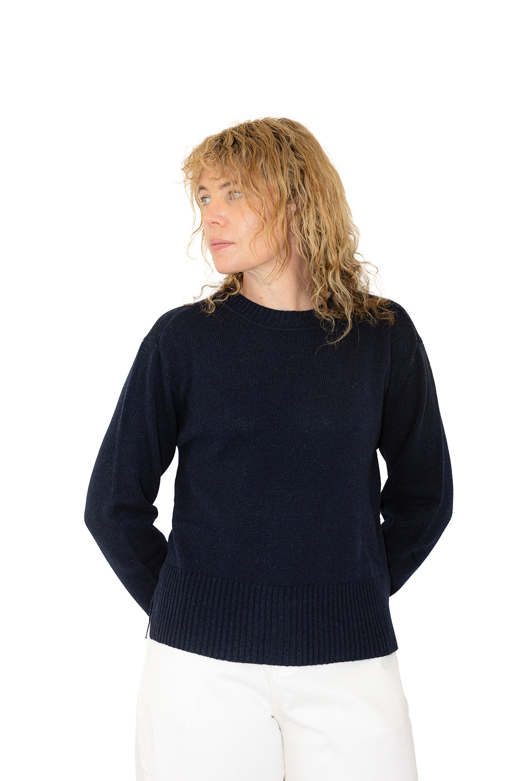Navy Boxy Crew Neck
