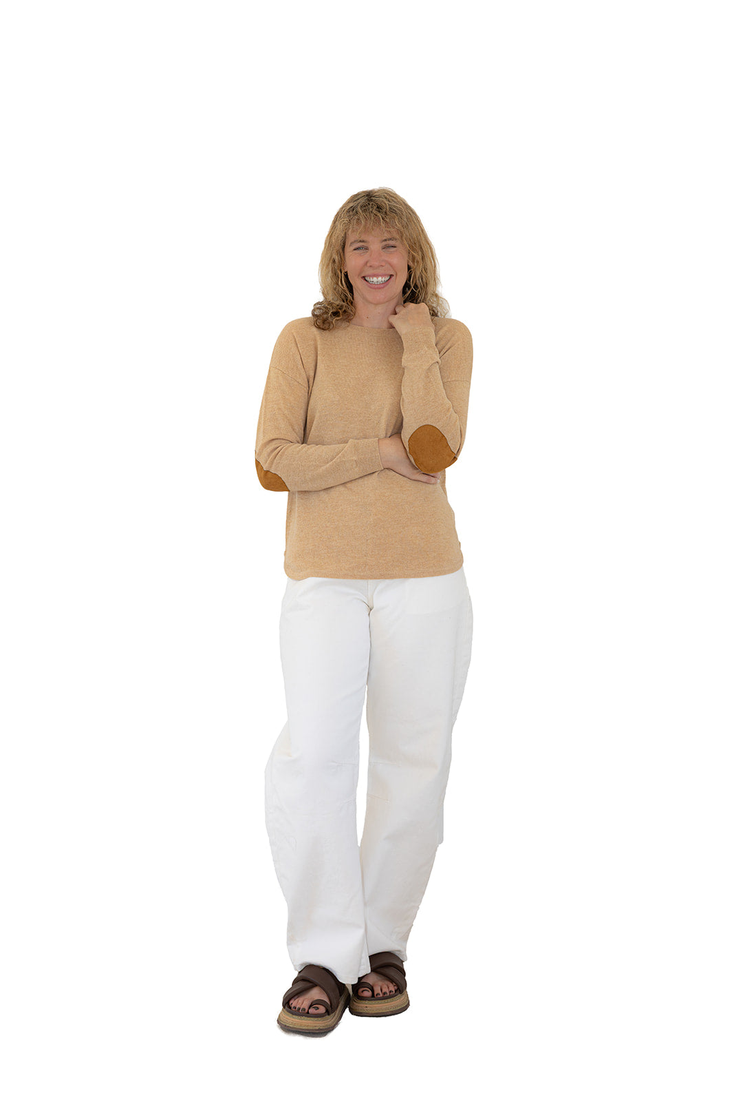 Latte Swing w Tan Elbow Patches