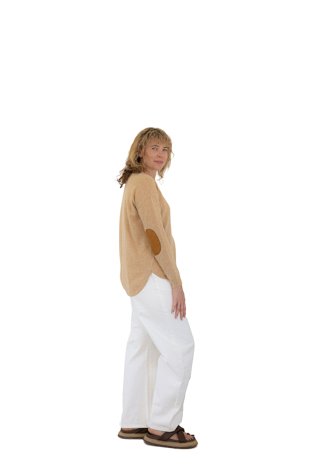 Latte Swing w Tan Elbow Patches