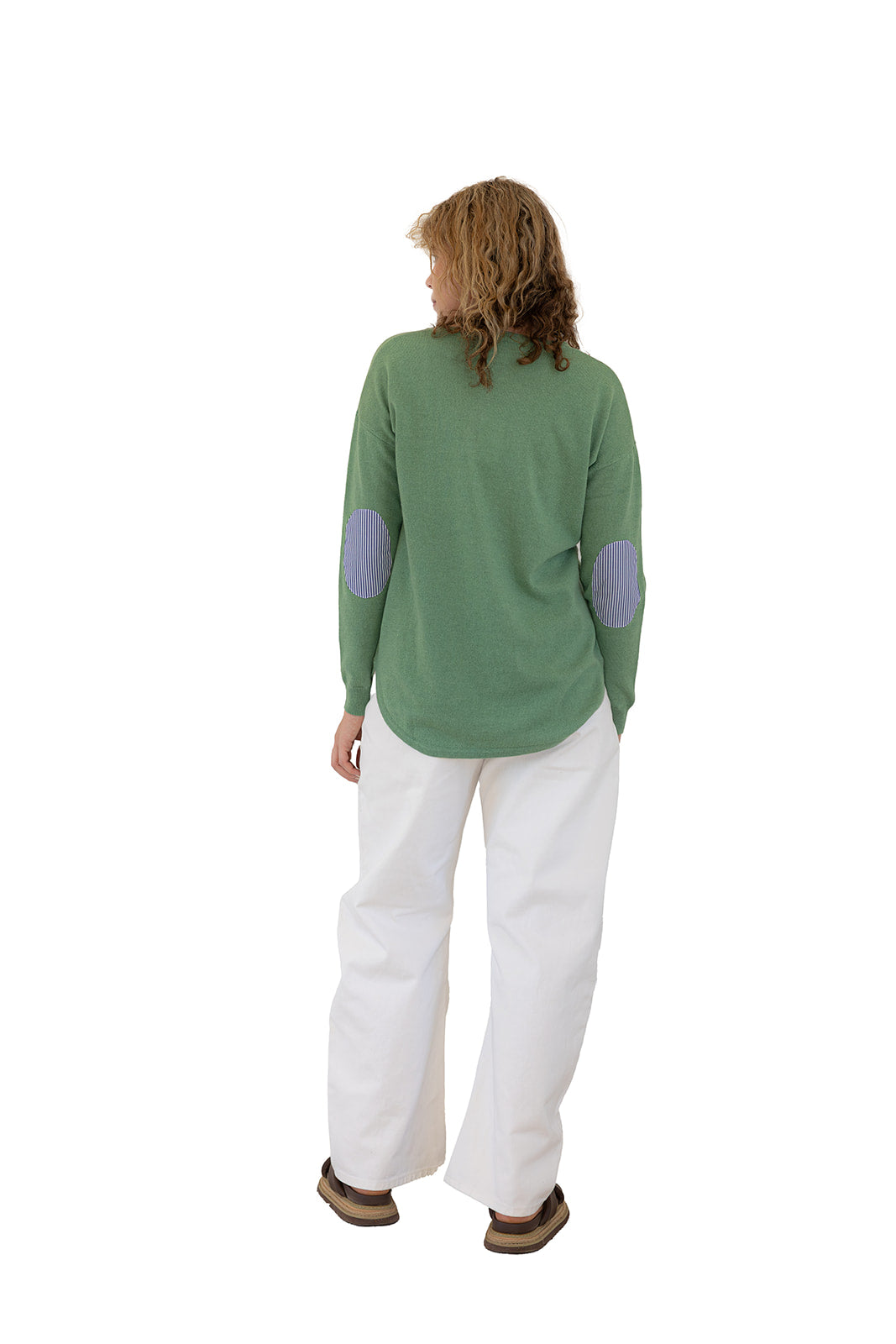 Mint Swing w Blue & White Stripe Elbow Patches