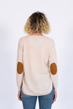 Load image into Gallery viewer, Oatmeal Swing Jumper with Tan Patches
