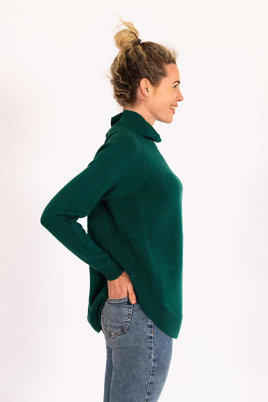 Peacock Green Funnel Jumper Bow and Arrow