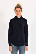 Load image into Gallery viewer, Navy Funnel Neck Jumper
