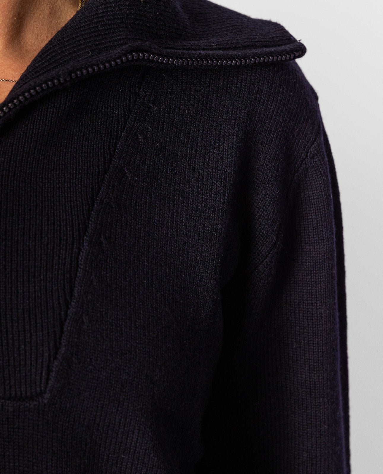 Navy Zip Collar Jumper